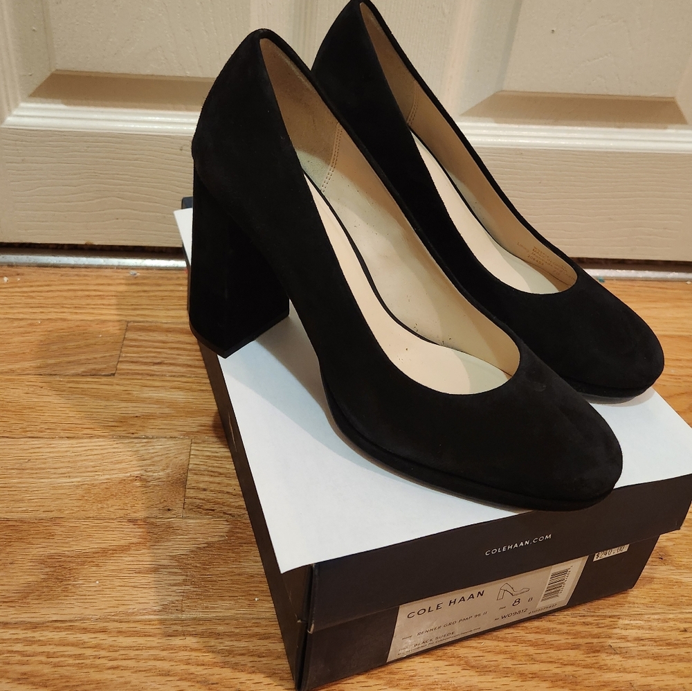 Cole Haan Renner Grand Pump Suede Block Heel